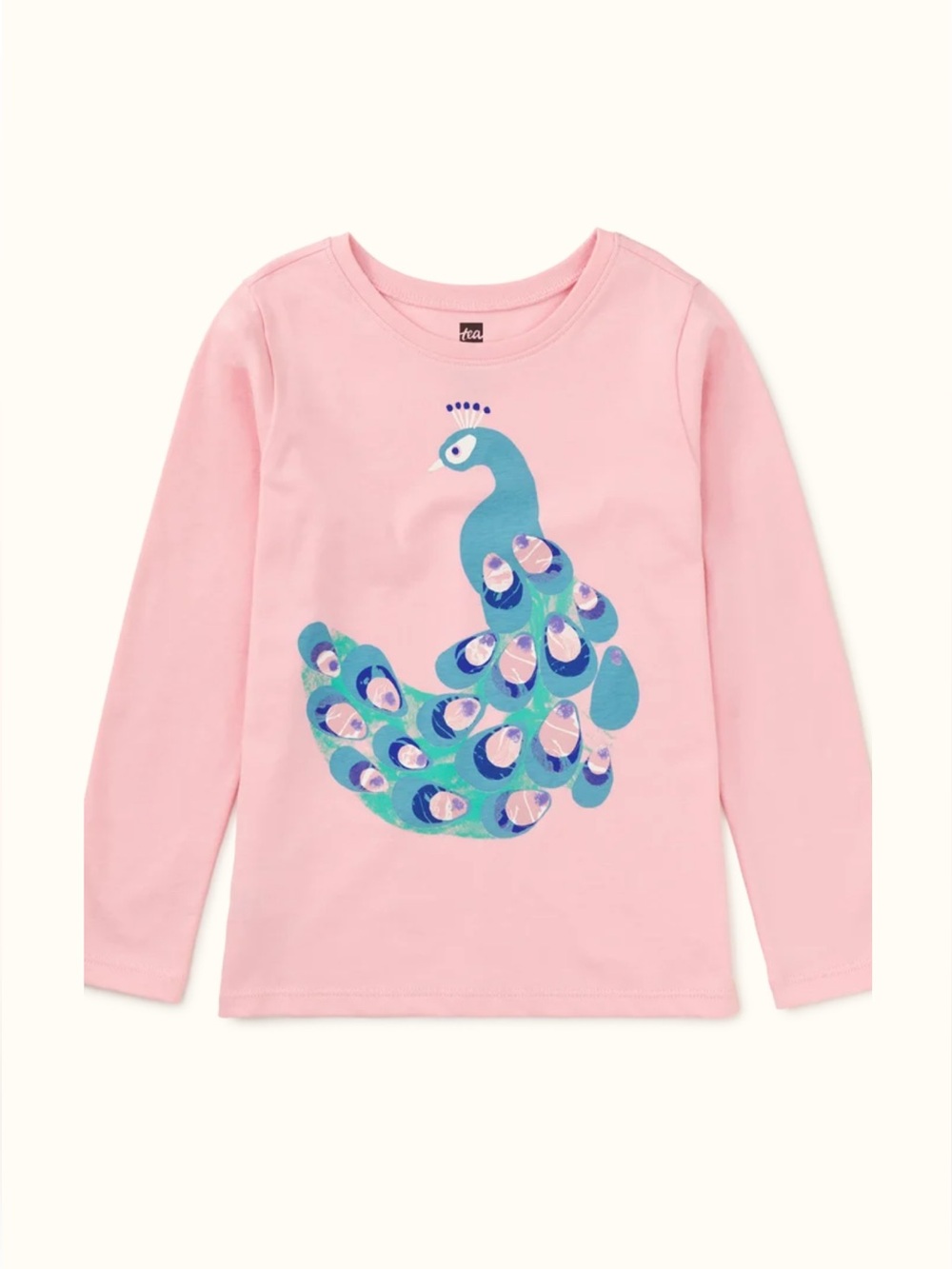 Tea Collective Girl’s Long Sleeve Peacock Graphic Tee Shirt Size: 8